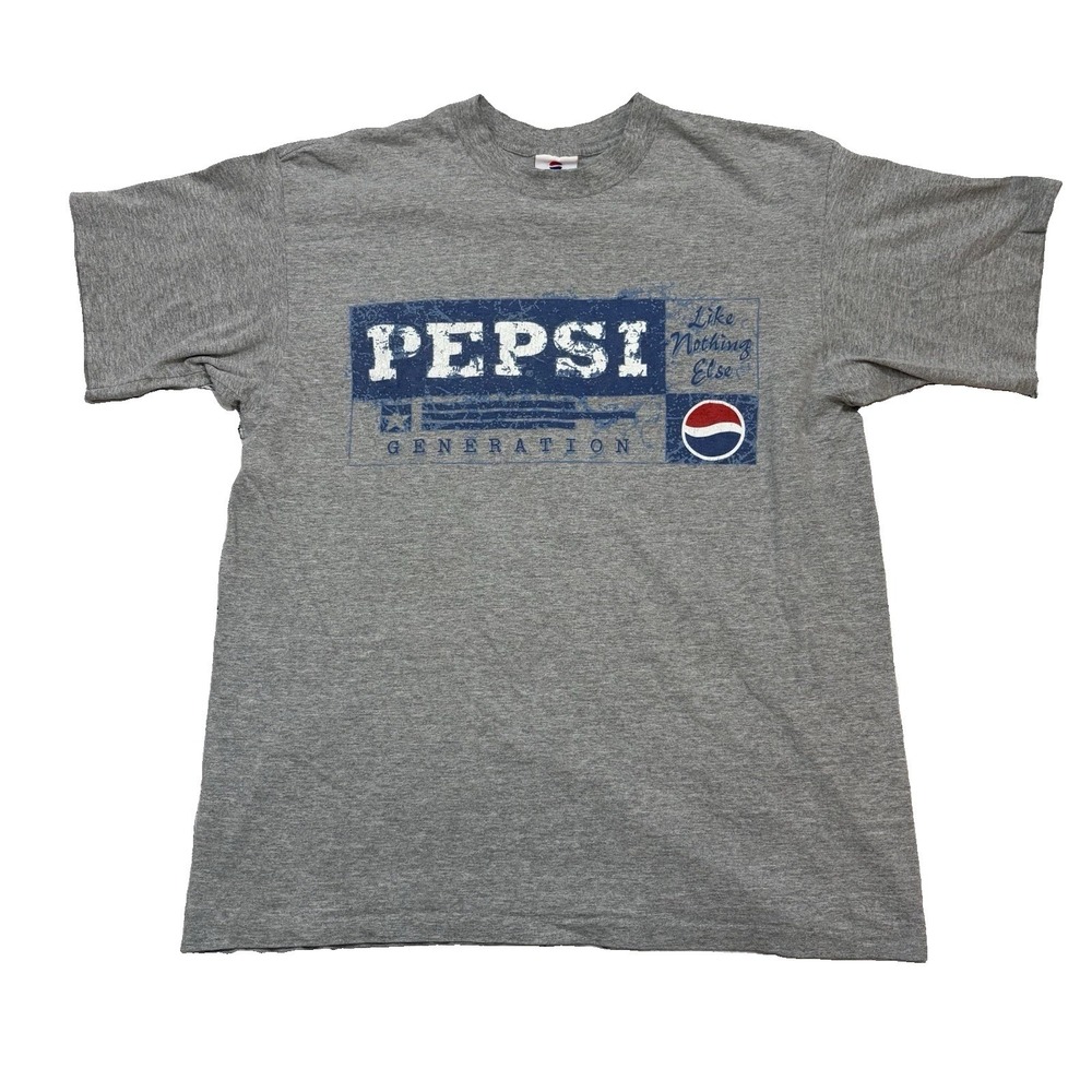 Vtg Pepsi Generation Shirt Mens L/XL Gray Graphic Promo Tee Soda USA Made 90s